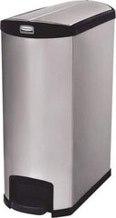 Rubbermaid - 24 Gal Rectangle Unlabeled Trash Can - 32.84" High x 27-1/8" Long, Chrome, Black, Metal - Americas Industrial Supply