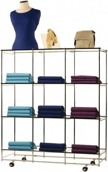 ECONOCO - 53" High x 46-1/2" Wide x 14" Deep, 12 Shelf Folding Cube Display Unit - Chrome - Americas Industrial Supply