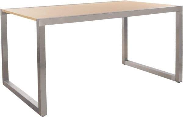 ECONOCO - 60" Long x 36" Wide x 30" High Stationary Display Table - Maple & Satin Chrome (Color), Melamine Top - Americas Industrial Supply