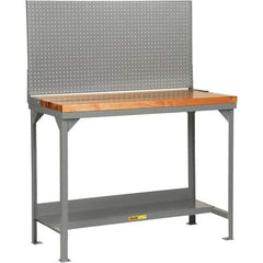 Little Giant - 72 Wide x 30" Deep x 36" High, Butcher Block Workbench - 1-3/4" Butcher Block Top, Fixed Legs, Gray - Americas Industrial Supply