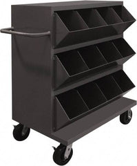 Durham - 2,400 Lb Capacity, 24" Wide x 36" Long x 49-1/4" High Storage Bin Cart - 12 Slot, Steel, 2 Rigid/2 Swivel Casters - Americas Industrial Supply