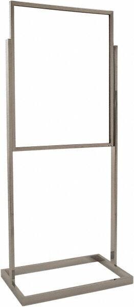 ECONOCO - 22 Inch Wide x 28 Inch High Sign Compatibility, Steel Square Frame Bulletin Sign Holder - Chrome, 56 Inch Holder Height, Holds 1 Sign - Americas Industrial Supply