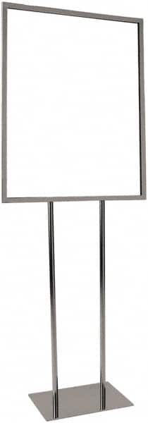 ECONOCO - 22 Inch Wide x 28 Inch High Sign Compatibility, Steel Square Frame Bulletin Sign Holder - Chrome, 60 Inch Holder Height, Holds 1 Sign - Americas Industrial Supply