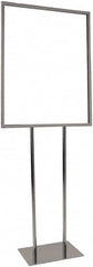 ECONOCO - 22 Inch Wide x 28 Inch High Sign Compatibility, Steel Square Frame Bulletin Sign Holder - Chrome, 60 Inch Holder Height, Holds 1 Sign - Americas Industrial Supply