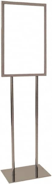 ECONOCO - 14 Inch Wide x 22 Inch High Sign Compatibility, Steel Square Frame Bulletin Sign Holder - Chrome, 53 Inch Holder Height, Holds 1 Sign - Americas Industrial Supply