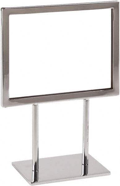 ECONOCO - 7 Inch Wide x 5-1/2 Inch High Sign Compatibility, Steel Square Frame Sign Holder - Chrome, 5-1/2 Inch Holder Height, Holds 1 Sign - Americas Industrial Supply