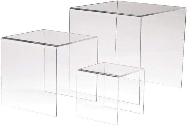 ECONOCO - 4, 6 & 8" High x 4, 6 & 8" Wide x 4, 6 & 8" Deep, Display Riser Plastic Shelving - Clear - Americas Industrial Supply