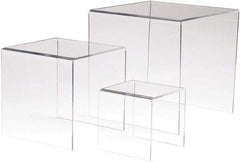 ECONOCO - 4, 6 & 8" High x 4, 6 & 8" Wide x 4, 6 & 8" Deep, Display Riser Plastic Shelving - Clear - Americas Industrial Supply