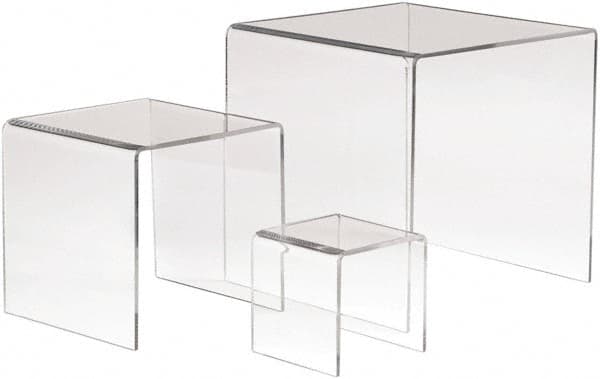 ECONOCO - 3, 5 & 7" High x 3, 5 & 7" Wide x 3, 5 & 7" Deep, Display Riser Plastic Shelving - Clear - Americas Industrial Supply