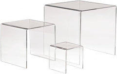 ECONOCO - 3, 5 & 7" High x 3, 5 & 7" Wide x 3, 5 & 7" Deep, Display Riser Plastic Shelving - Clear - Americas Industrial Supply