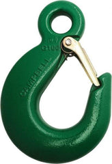 Campbell - 5,700 Lb Capacity, Chain Grade 100, Alloy Steel Eye Hook - 4.34" Reach, 3/4" Eye ID, 6" OAL, Painted Green - Americas Industrial Supply