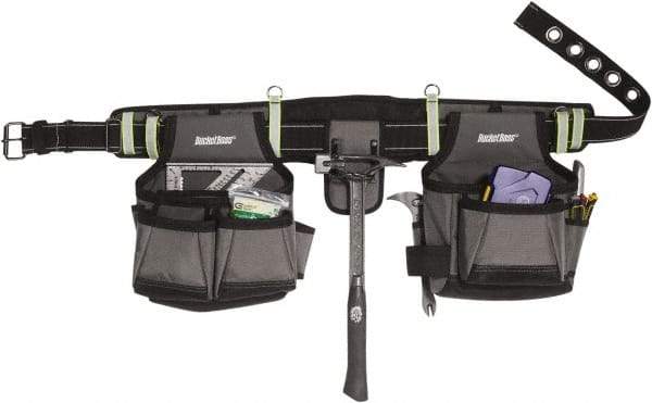 Bucket Boss - 1 to 52" Waist Tool Rig - 29 Pocket, Gray, Polyester - Americas Industrial Supply