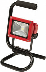 Ability One - LED Bulb, Jobsite Flashlight - Black, Red Aluminum Body, Integrated Batteries - Americas Industrial Supply