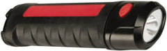 Ability One - LED Bulb, Jobsite Flashlight - Black, Red Plastic Body, Integrated Batteries - Americas Industrial Supply