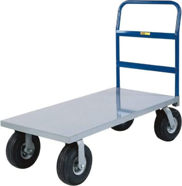 Little Giant - 1,500 Lb Capacity Steel Cushion Load Platform Truck - Steel Deck, 30" OAW, 60" Platform Length x 14" Platform Height, Pneumatic Casters - Americas Industrial Supply