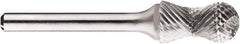 SGS Pro - 1/2" Cut Diam, 1/4" Shank Diam, Cylinder with Radius Head Double Cut Burr - Carbide, Radius End, 1" LOC, 1" OAL - Americas Industrial Supply