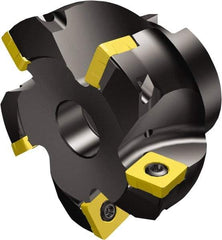 Sandvik Coromant - 7 Inserts, 77.6mm Cut Diam, 1-1/2" Arbor Diam, 2mm Max Depth of Cut, Indexable Square-Shoulder Face Mill - 10° Lead Angle, 59.9948mm High, R210-140512M Insert Compatibility, Through Coolant, Series CoroMill 210 - Americas Industrial Supply