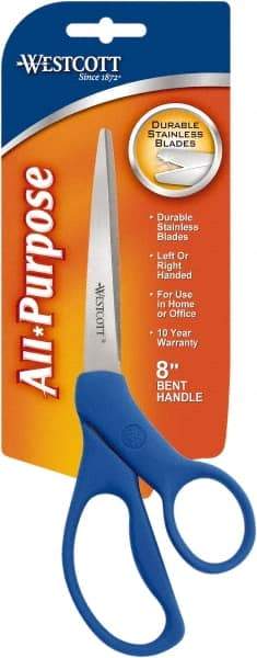 Westcott - 3.296" LOC, 8" OAL Stainless Steel Standard Standard - Plastic Offset Handle, For General Purpose Use - Americas Industrial Supply