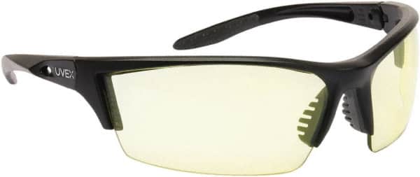 Uvex - Amber Lenses, Frameless Safety Glasses - Scratch Resistant, Adjustable Temples, Size Universal, Wrap Around - Americas Industrial Supply