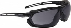 Uvex - Size Universal, Gray Anti-Fog Lens, Hybrid Safety Glasses/Goggles - Indirect Vent, Black Polycarbonate Frame - Americas Industrial Supply