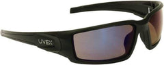 Uvex - Blue Mirror Lenses, Framed Safety Glasses - Scratch Resistant, Size Universal, Wrap Around - Americas Industrial Supply