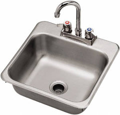 Krowne - 10" Long x 12" Wide Inside, 1 Compartment, Grade 304 Stainless Steel Drop In Sink - 20 Gauge, 15" Long x 15" Wide x 5" High Outside, 5" Deep - Americas Industrial Supply