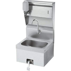 Krowne - 10" Long x 14" Wide Inside, 1 Compartment, Grade 304 Stainless Steel Hand Sink with Knee Valve - 20 Gauge, 24" Long x 16" Wide x 15" High Outside, 6" Deep - Americas Industrial Supply