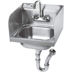 Krowne - 14" Long x 10" Wide Inside, 1 Compartment, Grade 304 Stainless Steel Hand Sink with Side Support - 20 Gauge, 14" Long x 16" Wide x 15" High Outside, 6" Deep - Americas Industrial Supply