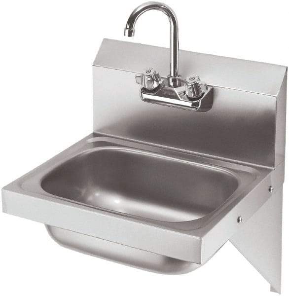 Krowne - 10" Long x 14" Wide Inside, 1 Compartment, Grade 304 Stainless Steel Hand Sink with Side Support - 20 Gauge, 20" Long x 16" Wide x 15" High Outside, 6" Deep - Americas Industrial Supply