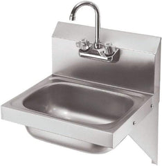 Krowne - 10" Long x 14" Wide Inside, 1 Compartment, Grade 304 Stainless Steel Hand Sink with Side Support - 20 Gauge, 20" Long x 16" Wide x 15" High Outside, 6" Deep - Americas Industrial Supply