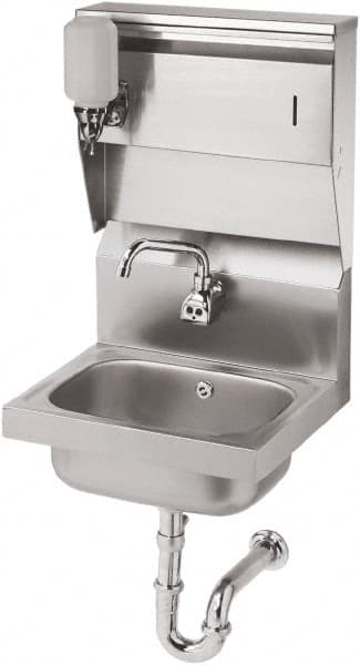 Krowne - 10" Long x 14" Wide Inside, 1 Compartment, Grade 304 Stainless Steel Hand Sink with Electronic Faucet - 20 Gauge, 15" Long x 16" Wide x 24" High Outside, 6" Deep - Americas Industrial Supply