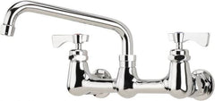 Krowne - Wall Mount, Low Arc Service Sink Faucet - Two Handle, Color Coded, Blade Handle, Swing Spout and Nozzle, No Drain - Americas Industrial Supply