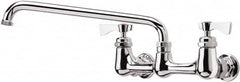 Krowne - Wall Mount, Low Arc Service Sink Faucet - Two Handle, Color Coded, Blade Handle, Swing Spout and Nozzle, No Drain - Americas Industrial Supply