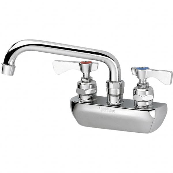 Krowne - Wall Mount, Low Arc Service Sink Faucet - Two Handle, Color Coded, Blade Handle, Swing Spout and Nozzle, No Drain - Americas Industrial Supply