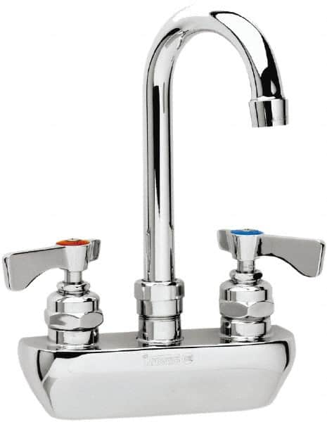 Krowne - Wall Mount, High Arc Service Sink Faucet - Two Handle, Color Coded, Blade Handle, Gooseneck Spout and Nozzle, No Drain - Americas Industrial Supply