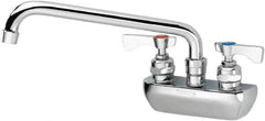 Krowne - Wall Mount, Low Arc Service Sink Faucet - Two Handle, Color Coded, Blade Handle, Swing Spout and Nozzle, No Drain - Americas Industrial Supply