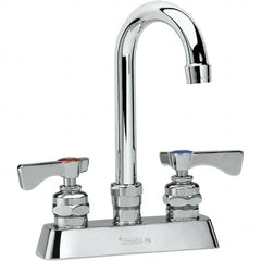 Krowne - Deck Mount, Low Arc Deck Mount Faucet - Two Handle, Color Coded, Blade Handle, Gooseneck Spout and Nozzle, No Drain - Americas Industrial Supply