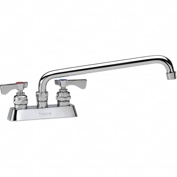 Krowne - Deck Mount, Low Arc Deck Mount Faucet - Two Handle, Color Coded, Blade Handle, Swing Spout and Nozzle, No Drain - Americas Industrial Supply