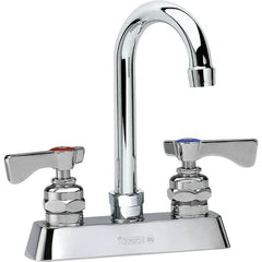 Krowne - Deck Mount, High Arc Deck Mount Faucet - Two Handle, Color Coded, Blade Handle, Gooseneck Spout and Nozzle, No Drain - Americas Industrial Supply