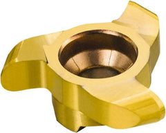 Sandvik Coromant - 327-RM RM Grade 1025 Carbide Groove Milling Tip Insert - TiAlN/TiN Finish, 3 Flutes, 21.7mm Cutting Diam, 4.5mm Depth of Cut, 5.75mm Extension, 0.7874" Cnr Rad - Americas Industrial Supply