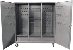 Strong Hold - 3 Shelf 3 Bin Pegboard Storage Cabinet - Steel, 72" Wide x 24" Deep x 80" High, Dark Gray - Americas Industrial Supply