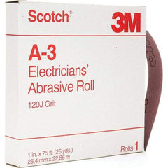 3M - 1" x 25 Yd 120 Grit Aluminum Oxide Shop Roll - Fine Grade - Americas Industrial Supply