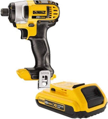 DeWALT - 20 Volt, 1/4" Drive, 117 Ft/Lb Torque, Cordless Impact Driver - Pistol Grip Handle, 2800 RPM, 1 Lithium-Ion Battery Included - Americas Industrial Supply