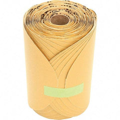 3M - 6" Diam, 100 Grit Aluminum Oxide Adhesive PSA Disc - Fine Grade, Gold, Paper Backing, Flexible, Use with Random Orbital Sanders - Americas Industrial Supply