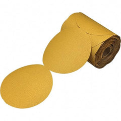 3M - 5" Diam, 800 Grit Aluminum Oxide Adhesive PSA Disc - Super Fine Grade, Gold, Film Backing, Flexible, Use with Random Orbital Sanders - Americas Industrial Supply