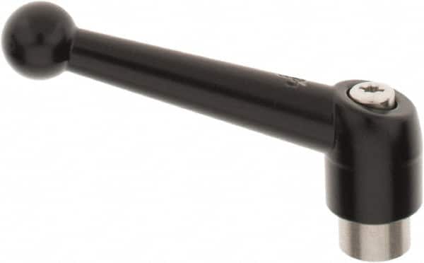 KIPP - 5/16-18, 0.83" Hub Diam, Zinc Die Cast (Stainless Steel Components) Tapped Adjustable Clamping Lever - 3.54" OAL, 2.26" High, 0.55" Hole Depth - Americas Industrial Supply