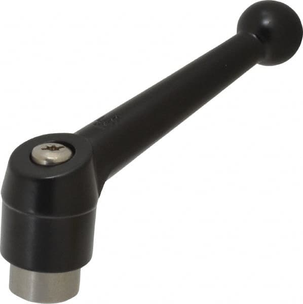 KIPP - 1/2-13, 1.18" Hub Diam, Zinc Die Cast (Stainless Steel Components) Tapped Adjustable Clamping Lever - 4.96" OAL, 3.11" High, 0.91" Hole Depth - Americas Industrial Supply