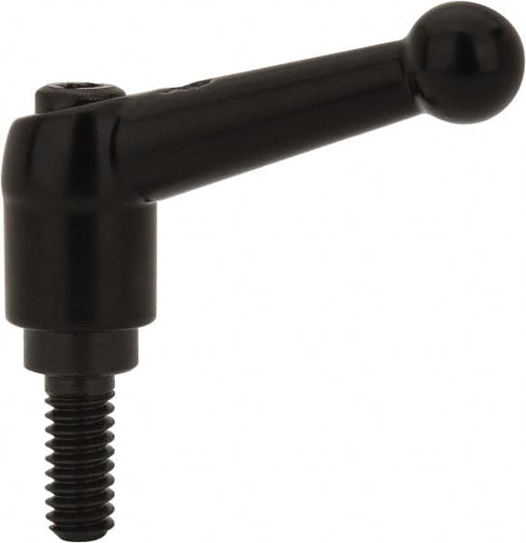 KIPP - 1/4-20, 13mm Hub Diam, Zinc Die Cast (Steel Components) Threaded Stud Adjustable Clamping Lever - 0.59" Stud Length, 46mm OAL, 32.5mm High - Americas Industrial Supply