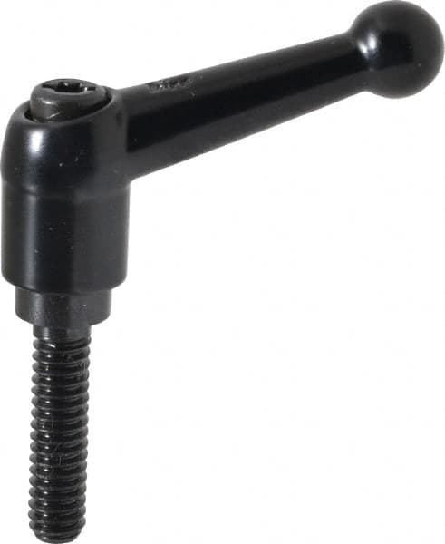 KIPP - 1/4-20, 13mm Hub Diam, Zinc Die Cast (Steel Components) Threaded Stud Adjustable Clamping Lever - 0.98" Stud Length, 46mm OAL, 32.5mm High - Americas Industrial Supply