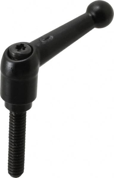 KIPP - 1/4-20, 13mm Hub Diam, Zinc Die Cast (Steel Components) Threaded Stud Adjustable Clamping Lever - 1.18" Stud Length, 46mm OAL, 32.5mm High - Americas Industrial Supply